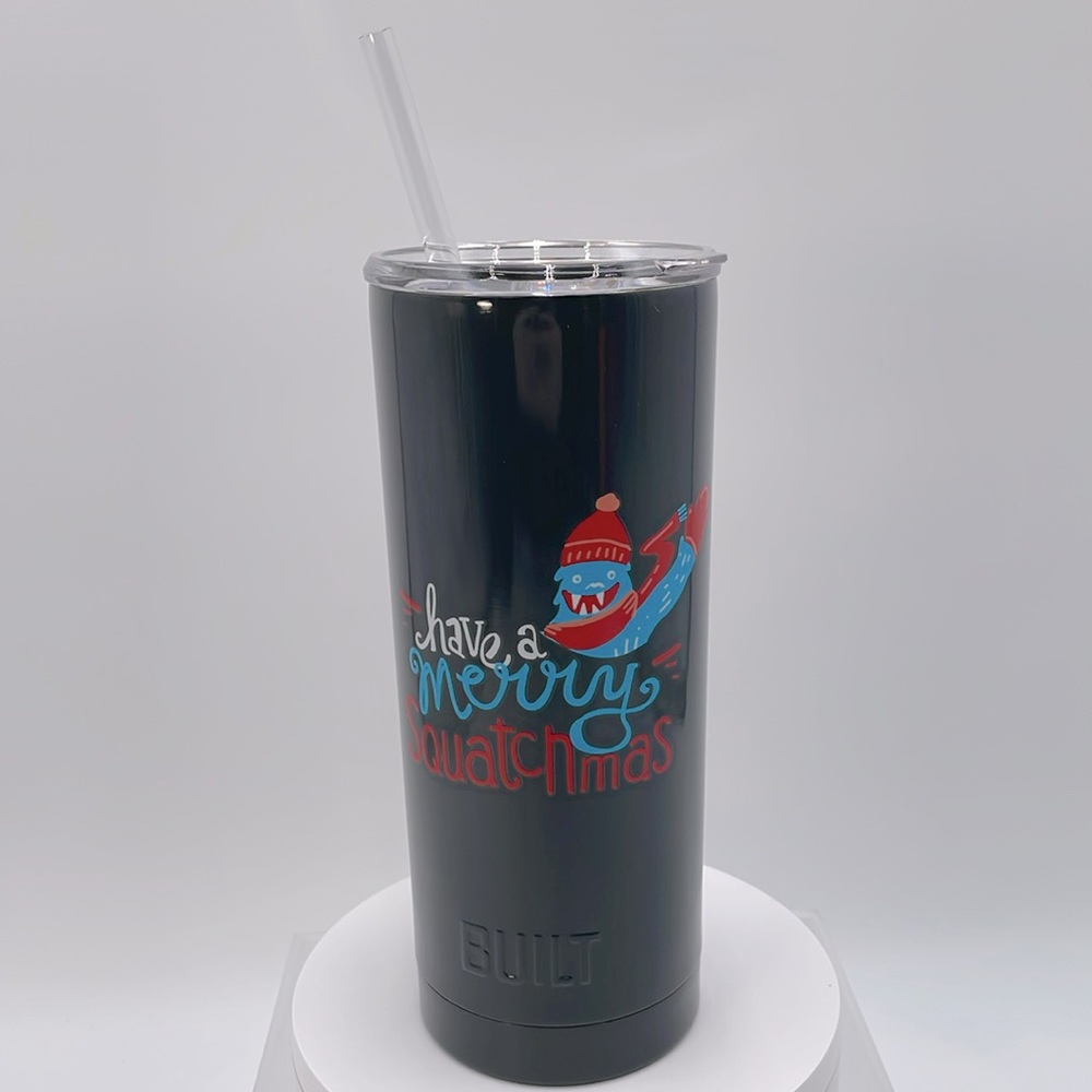 Christmas Tumbler Squatch Squatchmas Built Brand 20 oz Tumbler Slide Sip Lid New